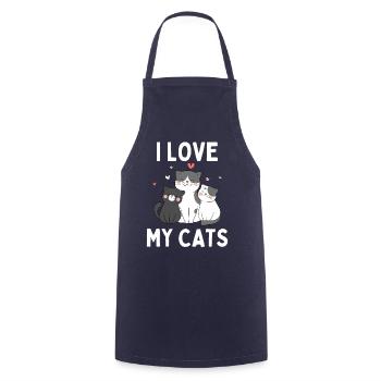 J’aime mes chats - Drôle de chaton chaton - Tablier de cuisine - marine - Devant - AI Model Male 185 dark (185cm)