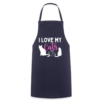 I Love My Cats – Drôle de chat pour - Tablier de cuisine - marine - Devant - AI Model Male 185 dark (185cm)