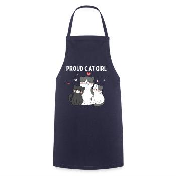 Fière Chatte Fille Chaton Heureux - Tablier de cuisine - marine - Devant - AI Model Male 185 dark (185cm)