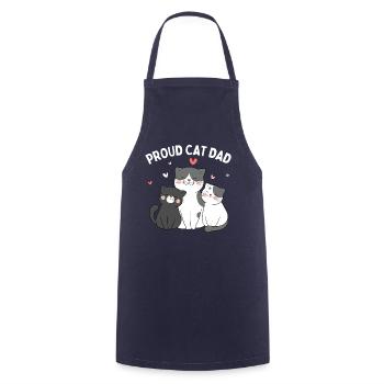 Fier papa chat : Chaton drôle - Tablier de cuisine - marine - Devant - AI Model Male 185 dark (185cm)