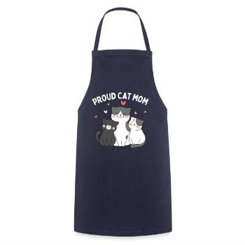 Stolze Katzenmama Lustige Katze Kätzchen - Kochschürze - Navy - Vorne - AI Model Male 185 dark (185cm)
