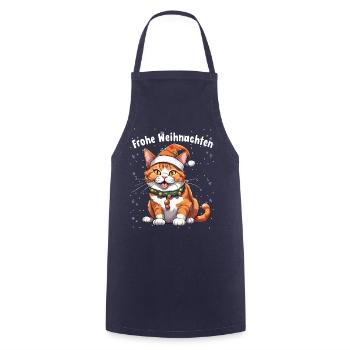 Merry Christmas Funny Cat With Hat And - Cooking Apron - navy - Front - AI Model Male 185 dark (185cm)