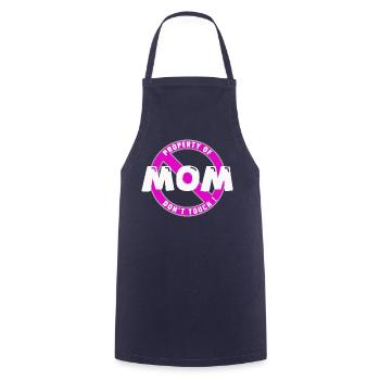 Propriété de maman, blanc .En - Tablier de cuisine - marine - Devant - AI Model Male 185 dark (185cm)