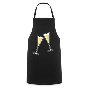 2 Glasses Of Sparkling Wine (Funnel / Closed / 3C) - Cooking Apron - black - Front - AI Model Male 185 dark (185cm)