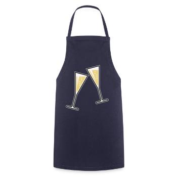 2 Glasses Of Sparkling Wine (Funnel / Closed / 3C) - Cooking Apron - navy - Front - AI Model Male 185 dark (185cm)
