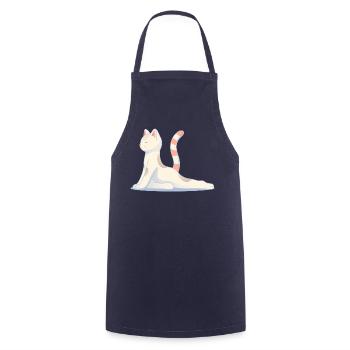 Katze in meditativer Yoga-Pose - Kochschürze - Navy - Vorne - AI Model Male 185 dark (185cm)