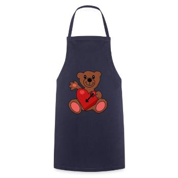 Teddy Ours en peluche Valentine Arrow Coeur - Tablier de cuisine - marine - Devant - AI Model Male 185 dark (185cm)