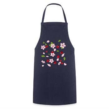Cerisiers en fleurs et cerisiers – design romantique de la nature - Tablier de cuisine - marine - Devant - AI Model Male 185 dark (185cm)