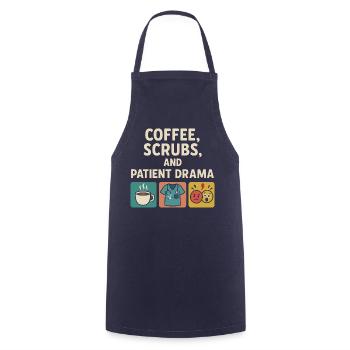 Coffee Scrubs Patient Drama – Care Humor - Cooking Apron - navy - Front - AI Model Male 185 dark (185cm)