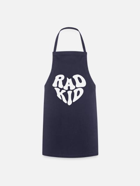 Rad Kid - Retro Heart Quote (Custom Color) - Cooking Apron - navy
