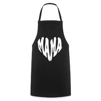 Mama - Small Heart (Custom Color) - Cooking Apron - black - Front - AI Model Male 185 dark (185cm)
