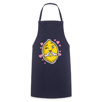 Lemon Heart Wink Emblem - Cooking Apron - navy - Front - AI Model Male 185 dark (185cm)