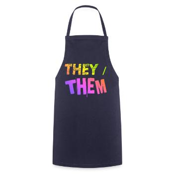 they / them Geschenkidee LGBTQ+ nonbinary Pronomen - Kochschürze - Navy - Vorne - AI Model Male 185 dark (185cm)
