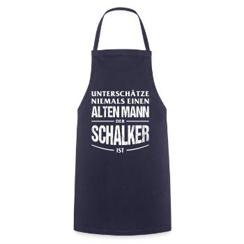 Schalke Fan Geschenk Unterschätze niemals einen - Kochschürze - Navy - Vorne - AI Model Male 185 dark (185cm)