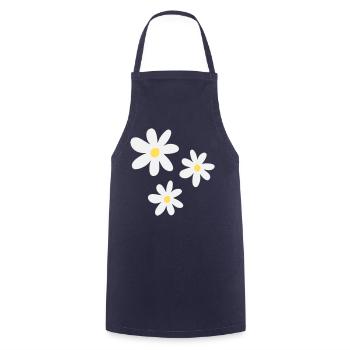 Fleurs blanches dans une élégance intemporelle - Tablier de cuisine - marine - Devant - AI Model Male 185 dark (185cm)