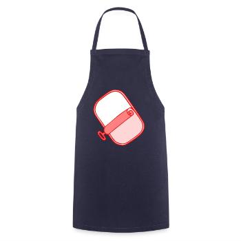 Namensfläche Fischdose - Kochschürze - Navy - Vorne - AI Model Male 185 dark (185cm)