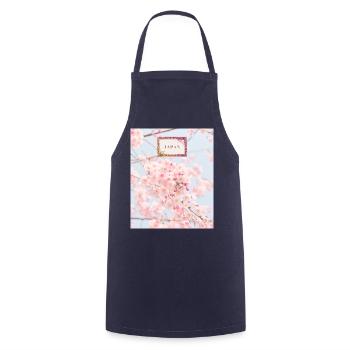 Japanische Sakura - Kochschürze - Navy - Vorne - AI Model Male 185 dark (185cm)