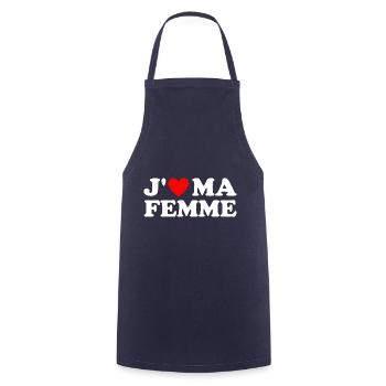 J' aime ma femme cadeau homme marié coeur rouge - Tablier de cuisine - marine - Devant - AI Model Male 185 dark (185cm)