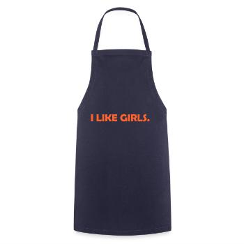 I like girls. LGBT lesbian t-shirt - Cooking Apron - navy - Front - AI Model Male 185 dark (185cm)