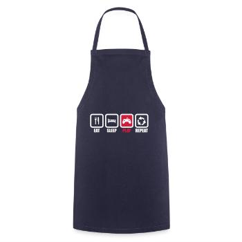 eat sleep play repeat : geek,gamer,gaming,jeux - Tablier de cuisine - marine - Devant - AI Model Male 185 dark (185cm)