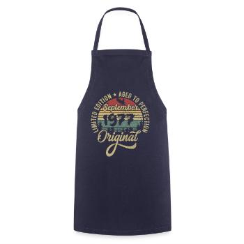 48th birthday September 1977 - 48 years old - Cooking Apron - navy - Front - AI Model Male 185 dark (185cm)