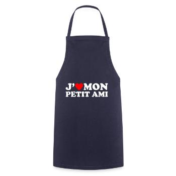 J' aime mon petit ami cadeau coeur rouge - Tablier de cuisine - marine - Devant - AI Model Male 185 dark (185cm)