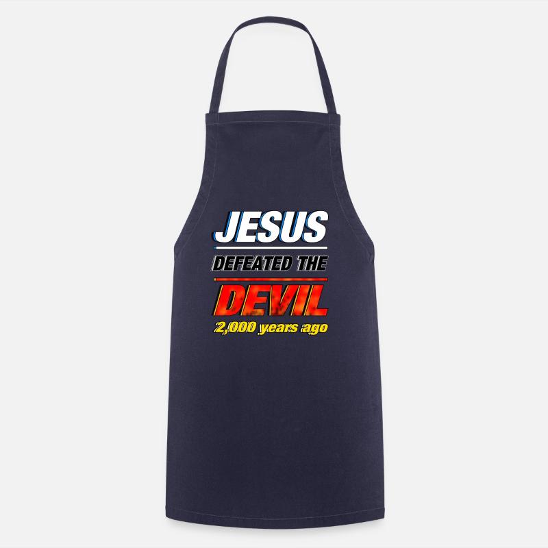 Jesus Defeated the Devil - Cooking Apron - navy