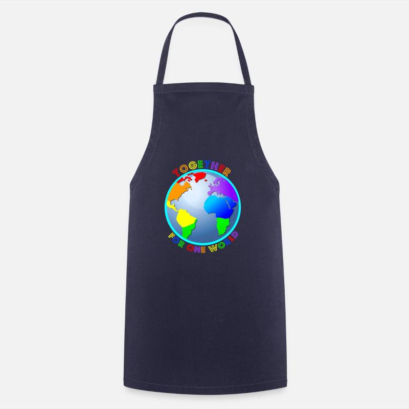 Statement: "For One World" - Rainbow Colors - Cooking Apron - navy