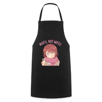 Funny Waifu Not Wifeu - Cooking Apron - black - Front - AI Model Male 185 dark (185cm)