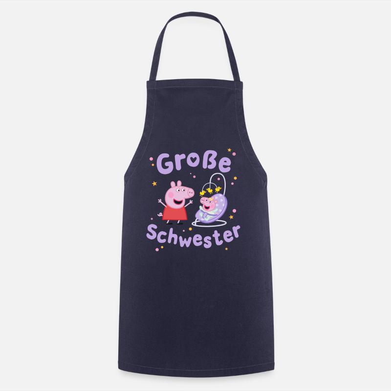 Peppa Pig Design Große Schwester Peppa Mit Evie - Kochschürze - Navy