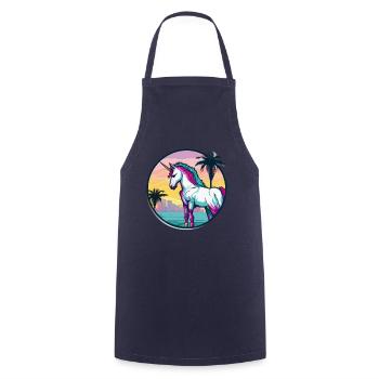 Rainbow Hipster Unicorn with Sunglasses - Cooking Apron - navy - Front - AI Model Male 185 dark (185cm)