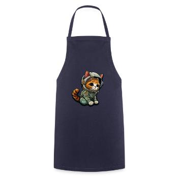 Meownaut astronaut cat for cat daddy - Cooking Apron - navy - Front - AI Model Male 185 dark (185cm)