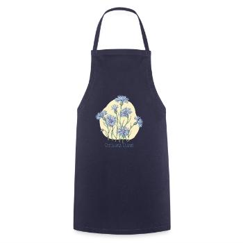 bleuet, dessin botanique - Tablier de cuisine - marine - Devant - AI Model Male 185 dark (185cm)