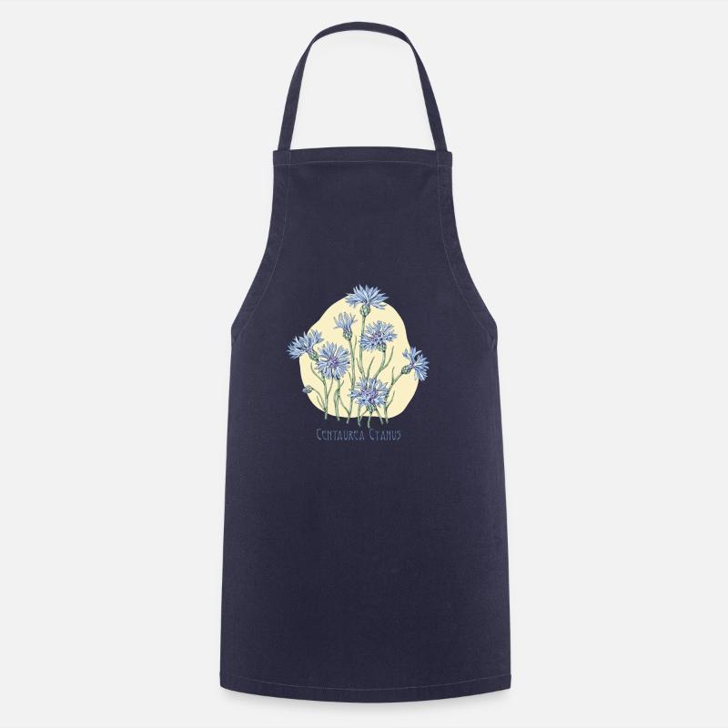 cornflower, botanical drawing - Cooking Apron - navy