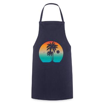 Vintage Palmen Sommer Sonnenuntergang - Kochschürze - Navy - Vorne - AI Model Male 185 dark (185cm)