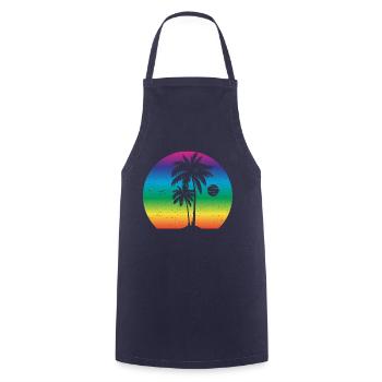Palmiers Vacances Coucher de soleil - Tablier de cuisine - marine - Devant - AI Model Male 185 dark (185cm)