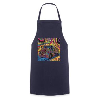 Camion Doodle Groovy coloré - Tablier de cuisine - marine - Devant - AI Model Male 185 dark (185cm)