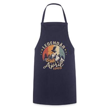 April 1969 Vintage Born Vintage Birthday - Cooking Apron - navy - Front - AI Model Male 185 dark (185cm)