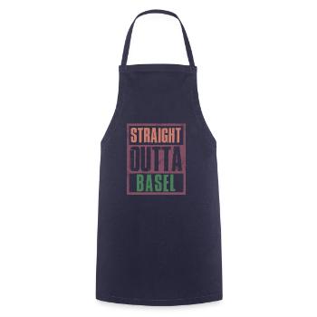 Straight outta Basel - Cooking Apron - navy - Front - AI Model Male 185 dark (185cm)