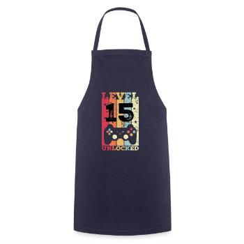 15th Birthday 15 Years of Gamer - Cooking Apron - navy - Front - AI Model Male 185 dark (185cm)