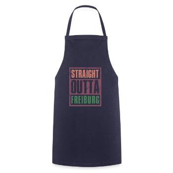 Straight outta Freiburg - Cooking Apron - navy - Front - AI Model Male 185 dark (185cm)