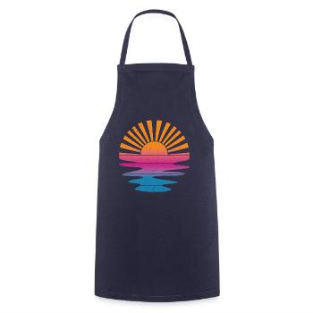 Coucher de soleil d’été vintage - Tablier de cuisine - marine - Devant - AI Model Male 185 dark (185cm)