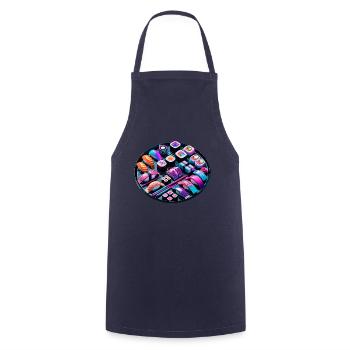 Vaporwave Sushi Japon Rétro - Tablier de cuisine - marine - Devant - AI Model Male 185 dark (185cm)
