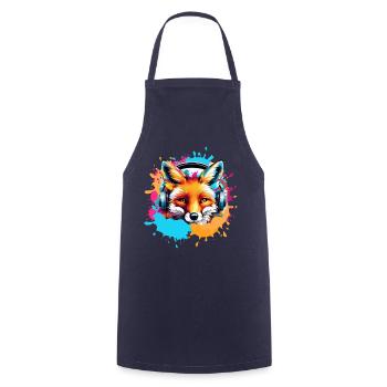 Fuchs,bunt, Malerei,kopfhörer, Graffiti - Kochschürze - Navy - Vorne - AI Model Male 185 dark (185cm)