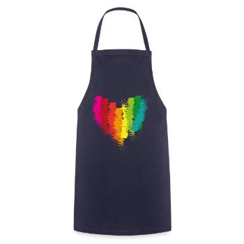 herz, regenbogen,pinsel,malerei,bunt - Kochschürze - Navy - Vorne - AI Model Male 185 dark (185cm)