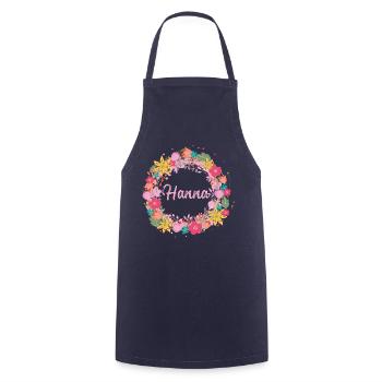 hanna,blumen,blumenkranz,floral,illustration - Kochschürze - Navy - Vorne - AI Model Male 185 dark (185cm)