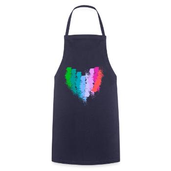 herz, regenbogen,pinsel,malerei,bunt, Zeichnung - Kochschürze - Navy - Vorne - AI Model Male 185 dark (185cm)