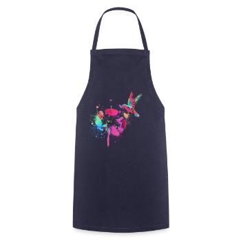 kolibri,graffiti ,malerei, blumen,vogel,blume,bunt - Kochschürze - Navy - Vorne - AI Model Male 185 dark (185cm)