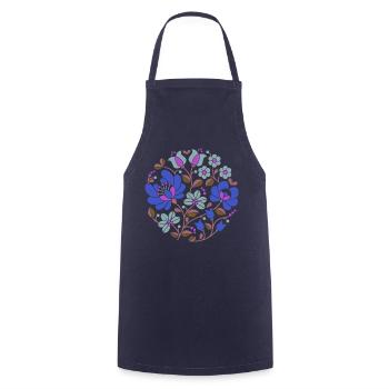 ungarische Blumen , blau, bunte blumen,ranke,blume - Kochschürze - Navy - Vorne - AI Model Male 185 dark (185cm)