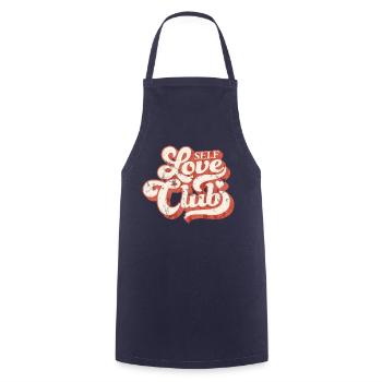 SELF LOVE CLUB GROOVY 70s TYPO - Cooking Apron - navy - Front - AI Model Male 185 dark (185cm)